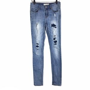 BULLHEAD Jeans Lo Rise Skinniest Skinny Slim Light Wash Distressed Denim Size 3